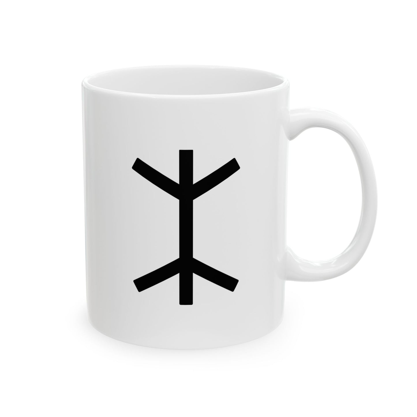 GLYPHS｜J-Runeforms — 木 / KI-Rune Ceramic Mug (White · Dual-Sided)