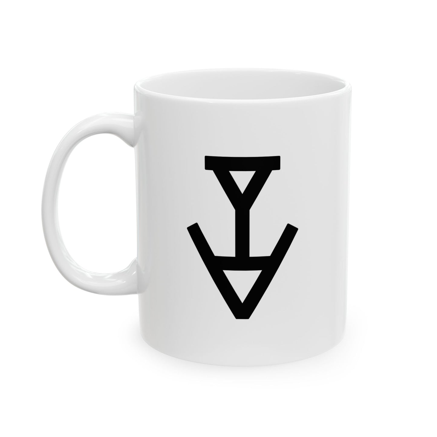 GLYPHS｜J-Runeforms — 言 / KOTO-Rune Ceramic Mug (White · Dual-Sided)