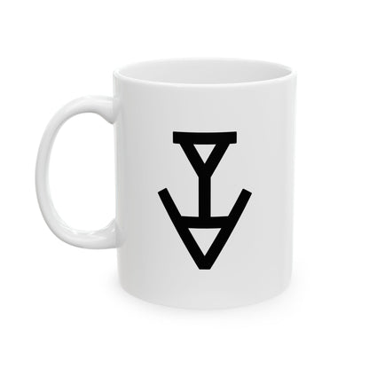 GLYPHS｜J-Runeforms — 言 / KOTO-Rune Ceramic Mug (White · Dual-Sided)