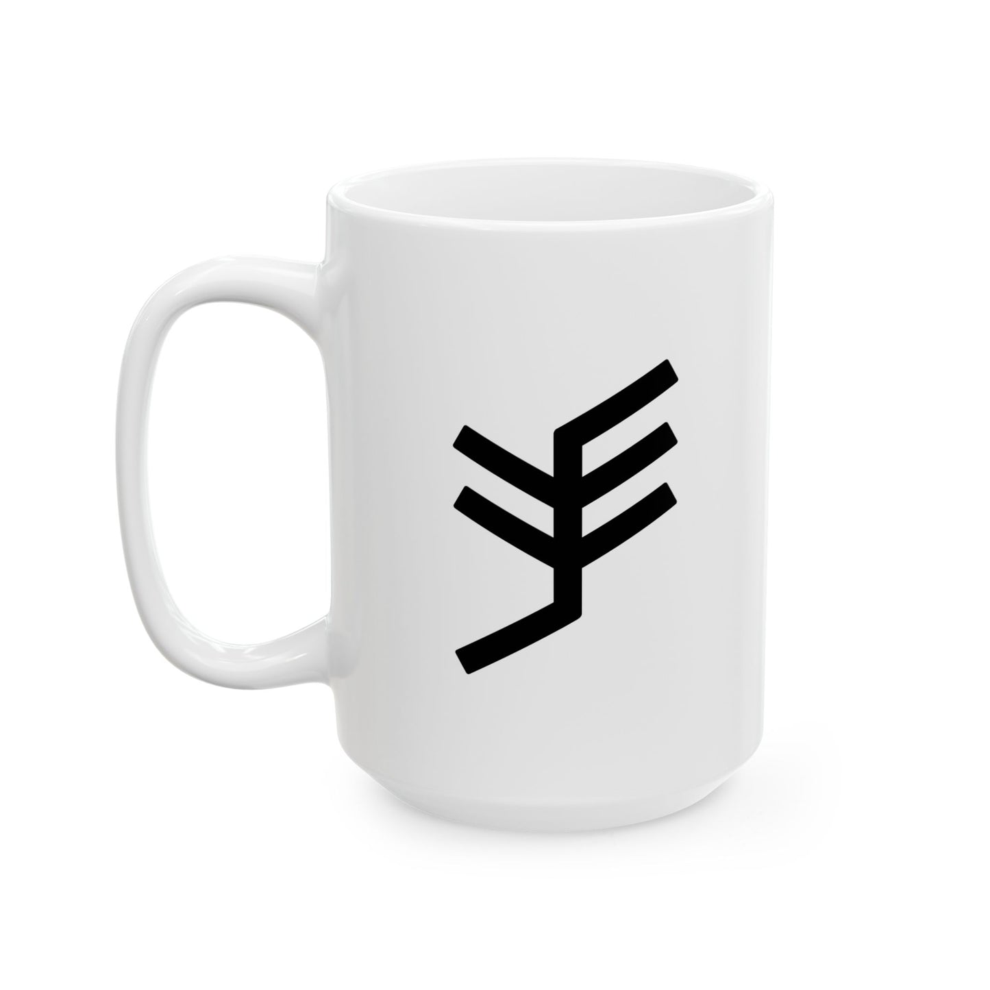 GLYPHS｜J-Runeforms — 手 / TE-Rune Ceramic Mug (White · Dual-Sided)