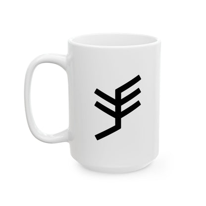 GLYPHS｜J-Runeforms — 手 / TE-Rune Ceramic Mug (White · Dual-Sided)
