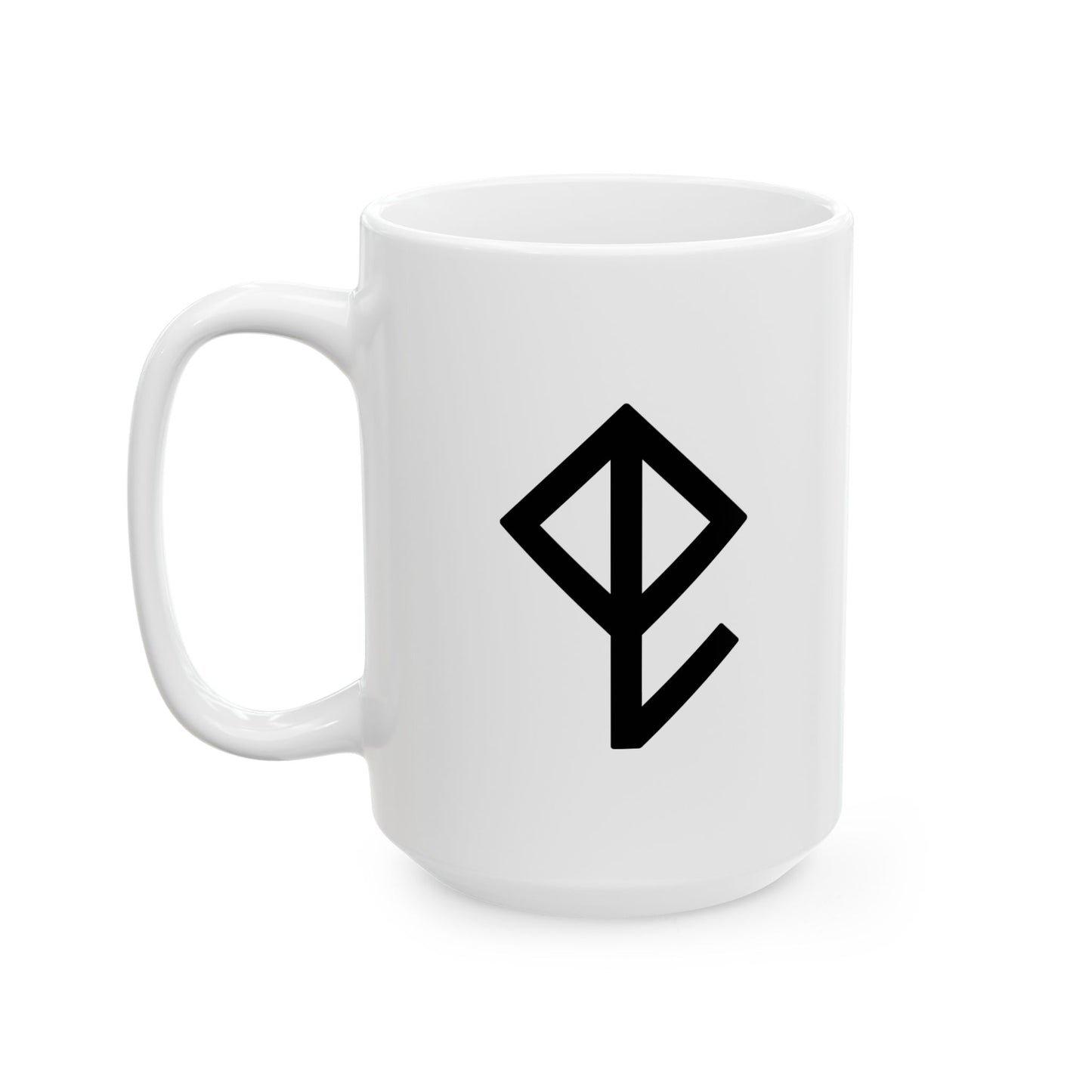 GLYPHS｜J-Runeforms — 虫 / MUSHI-Rune Ceramic Mug (White · Dual-Sided)