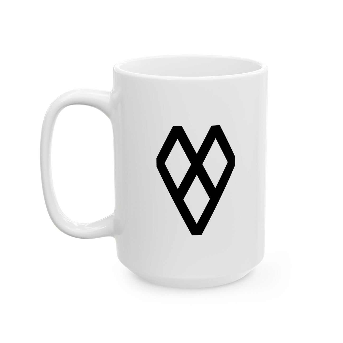 GLYPHS｜J-Runeforms — 心 / KOKORO-Rune Ceramic Mug (White · Dual-Sided)