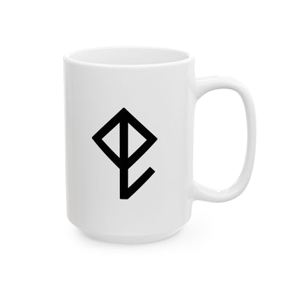 GLYPHS｜J-Runeforms — 虫 / MUSHI-Rune Ceramic Mug (White · Dual-Sided)