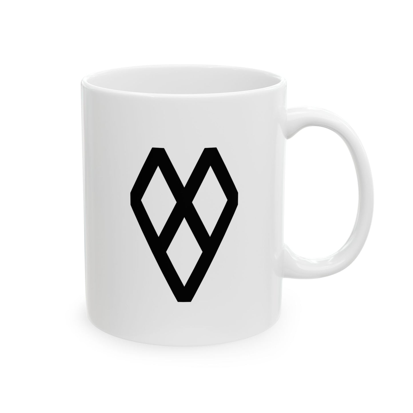 GLYPHS｜J-Runeforms — 心 / KOKORO-Rune Ceramic Mug (White · Dual-Sided)