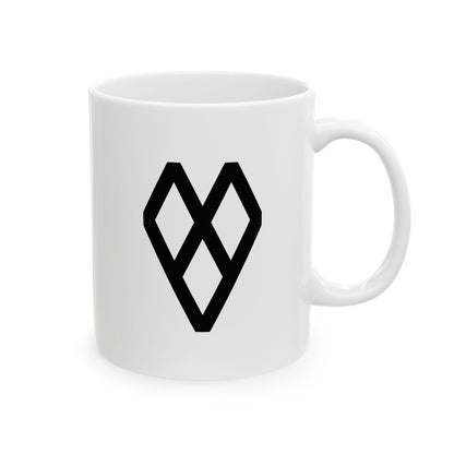 GLYPHS｜J-Runeforms — 心 / KOKORO-Rune Ceramic Mug (White · Dual-Sided)