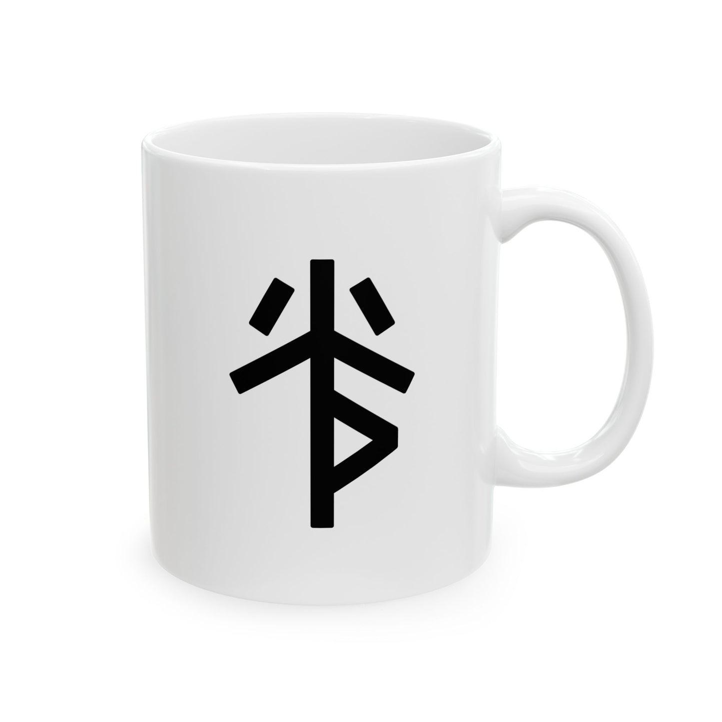 GLYPHS｜J-Runeforms — 光 / HIKARI-Rune Ceramic Mug (White · Dual-Sided)