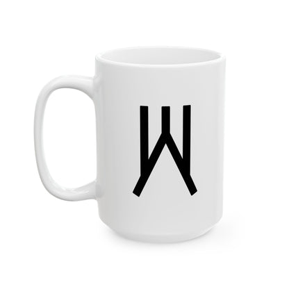 GLYPHS｜J-Runeforms — 火 / HI-Rune Ceramic Mug (White · Dual-Sided)