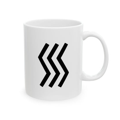 GLYPHS｜J-Runeforms — 川 / KAWA-Rune Ceramic Mug (White · Dual-Sided)