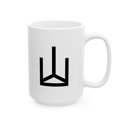 GLYPHS｜J-Runeforms — 山 / YAMA-Rune Ceramic Mug (White · Dual-Sided)