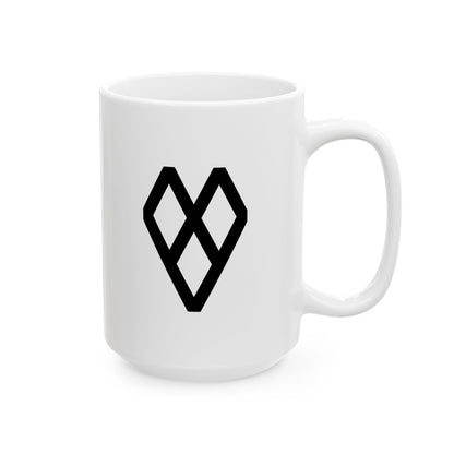 GLYPHS｜J-Runeforms — 心 / KOKORO-Rune Ceramic Mug (White · Dual-Sided)