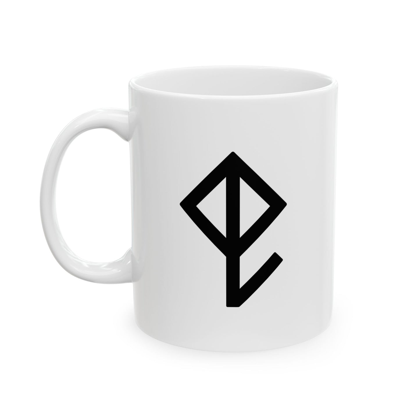 GLYPHS｜J-Runeforms — 虫 / MUSHI-Rune Ceramic Mug (White · Dual-Sided)