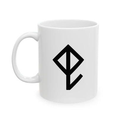 GLYPHS｜J-Runeforms — 虫 / MUSHI-Rune Ceramic Mug (White · Dual-Sided)