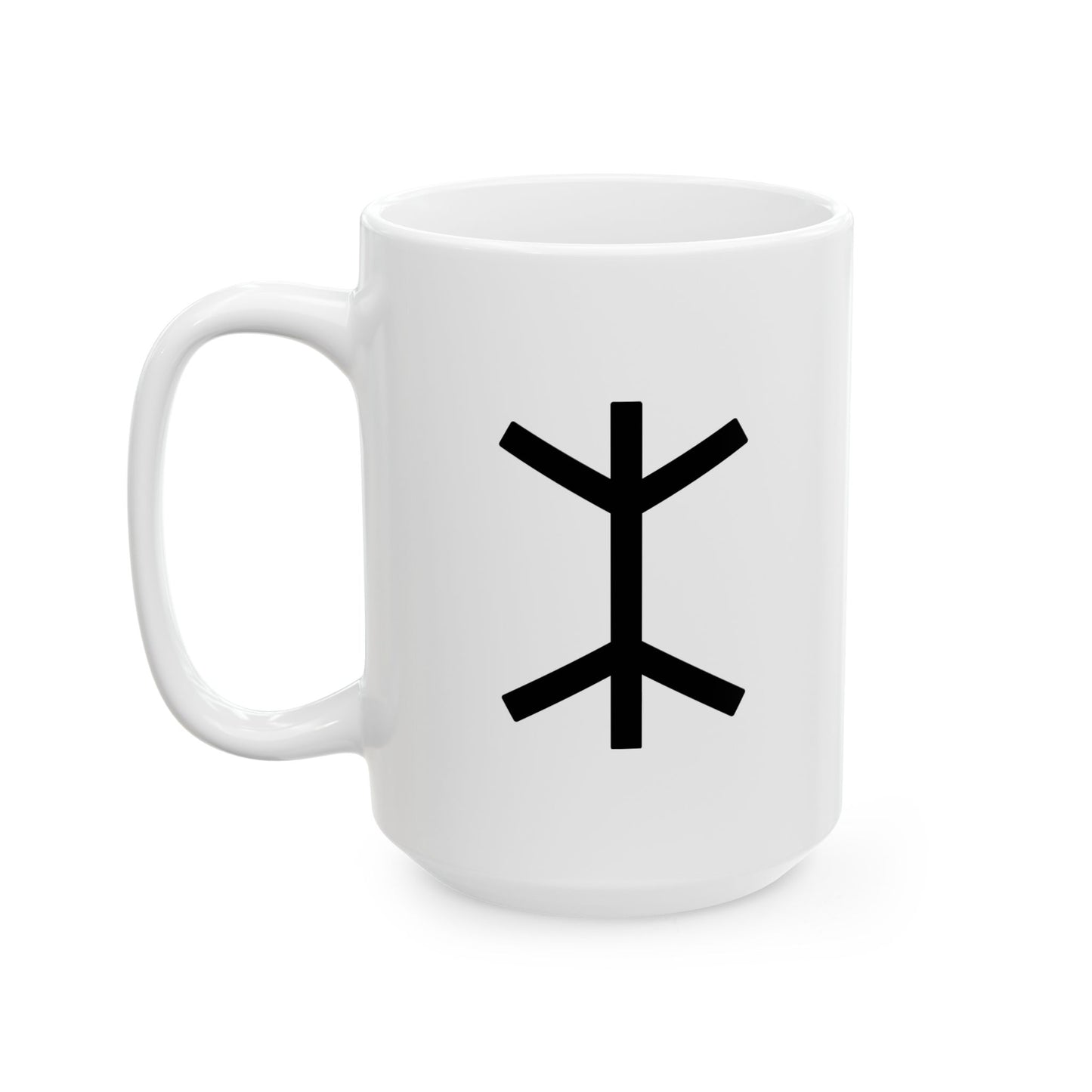 GLYPHS｜J-Runeforms — 木 / KI-Rune Ceramic Mug (White · Dual-Sided)