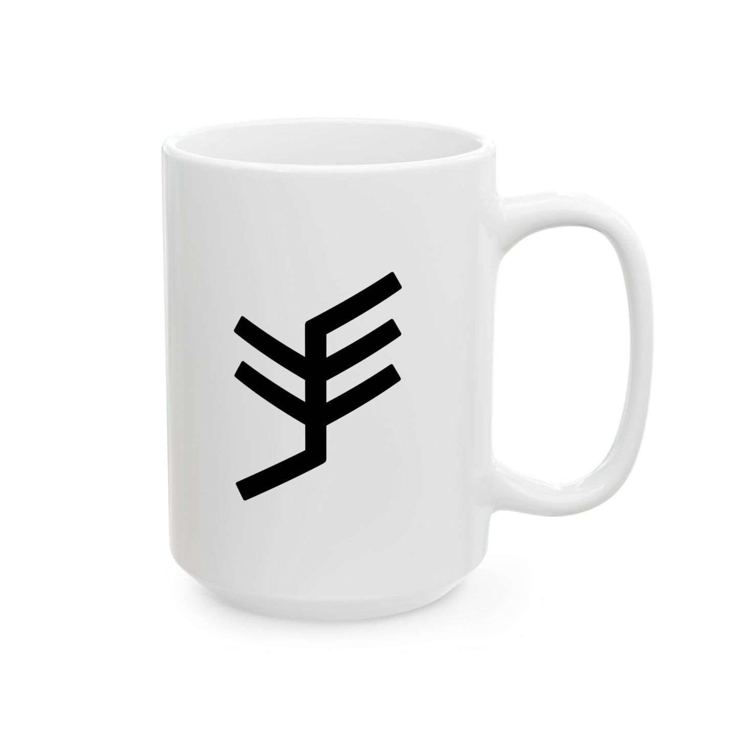 GLYPHS｜J-Runeforms — 手 / TE-Rune Ceramic Mug (White · Dual-Sided)