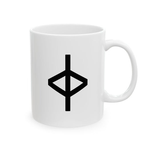 GLYPHS｜J-Runeforms — 中 / NAKA-Rune Ceramic Mug (White · Dual-Sided)