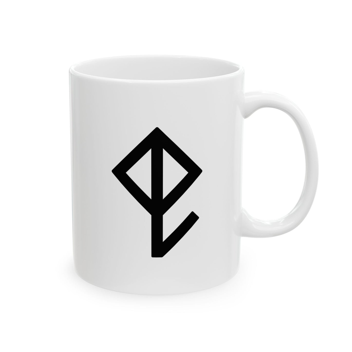 GLYPHS｜J-Runeforms — 虫 / MUSHI-Rune Ceramic Mug (White · Dual-Sided)