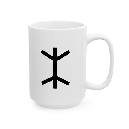 GLYPHS｜J-Runeforms — 木 / KI-Rune Ceramic Mug (White · Dual-Sided)