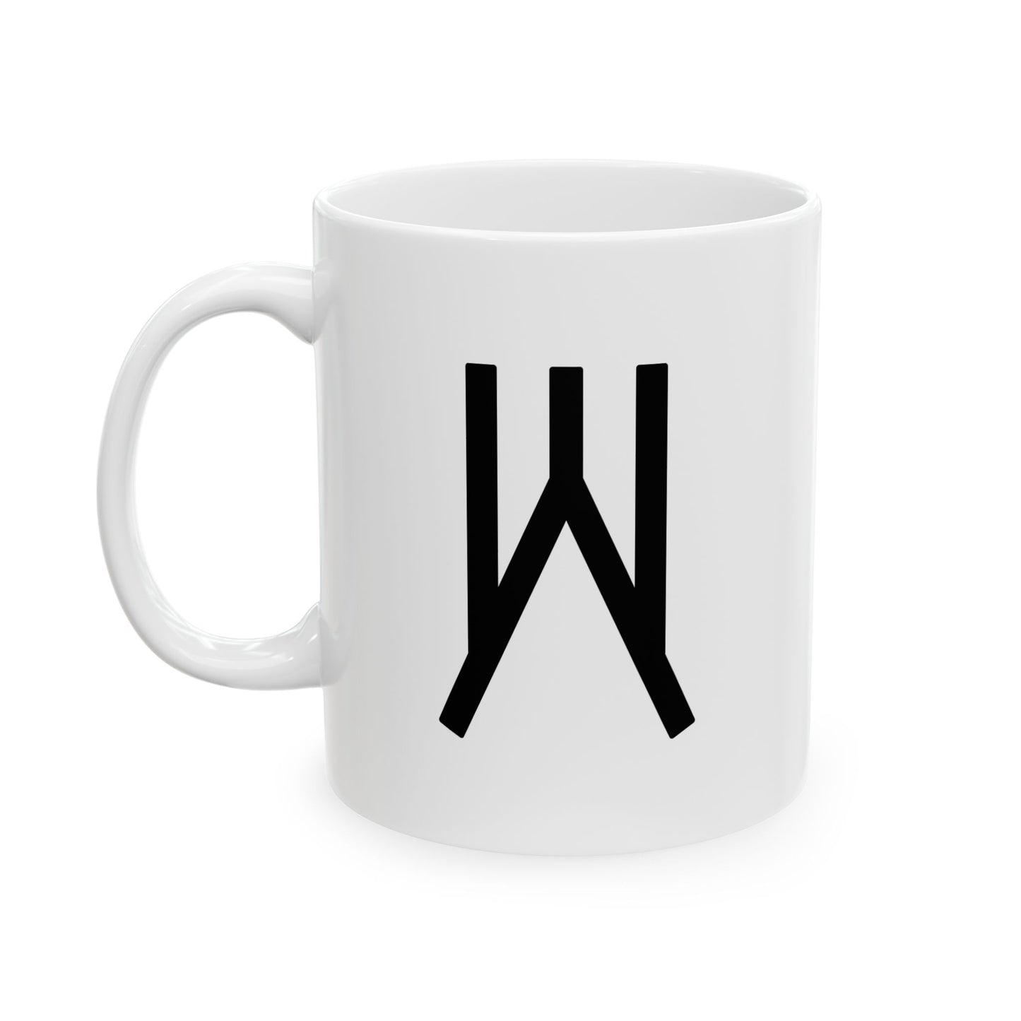 GLYPHS｜J-Runeforms — 火 / HI-Rune Ceramic Mug (White · Dual-Sided)