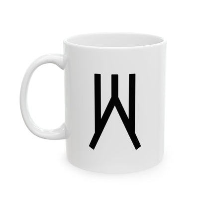 GLYPHS｜J-Runeforms — 火 / HI-Rune Ceramic Mug (White · Dual-Sided)