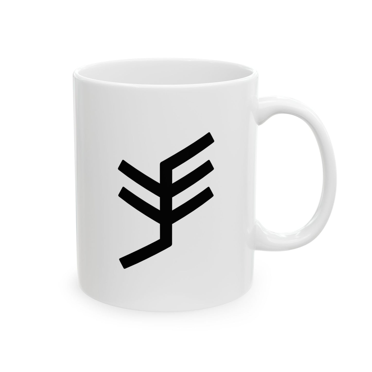 GLYPHS｜J-Runeforms — 手 / TE-Rune Ceramic Mug (White · Dual-Sided)
