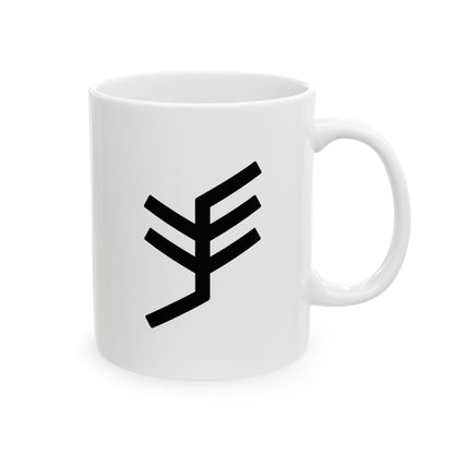 GLYPHS｜J-Runeforms — 手 / TE-Rune Ceramic Mug (White · Dual-Sided)