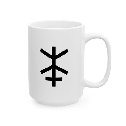 GLYPHS｜J-Runeforms — 本 / HON-Rune Ceramic Mug (White · Dual-Sided)