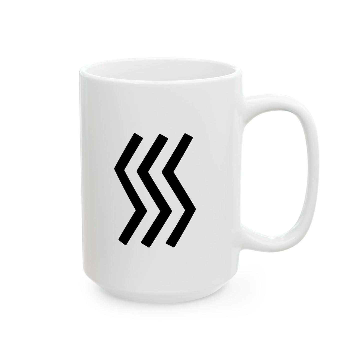 GLYPHS｜J-Runeforms — 川 / KAWA-Rune Ceramic Mug (White · Dual-Sided)