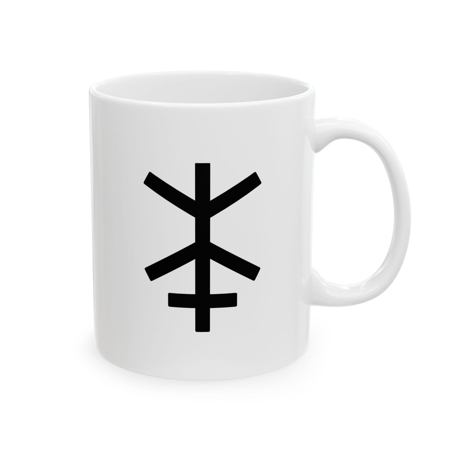 GLYPHS｜J-Runeforms — 本 / HON-Rune Ceramic Mug (White · Dual-Sided)