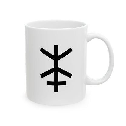 GLYPHS｜J-Runeforms — 本 / HON-Rune Ceramic Mug (White · Dual-Sided)