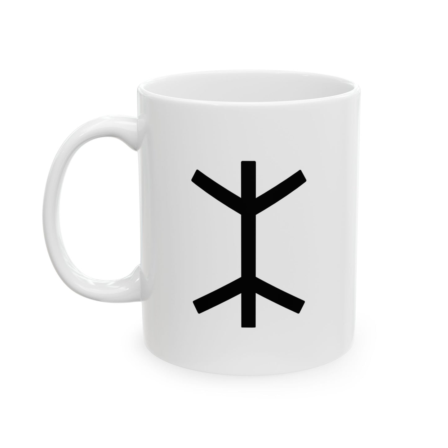 GLYPHS｜J-Runeforms — 木 / KI-Rune Ceramic Mug (White · Dual-Sided)