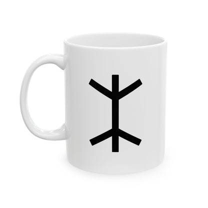 GLYPHS｜J-Runeforms — 木 / KI-Rune Ceramic Mug (White · Dual-Sided)