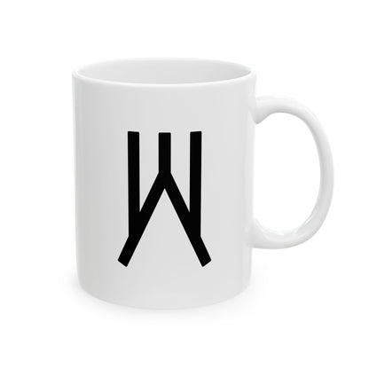 GLYPHS｜J-Runeforms — 火 / HI-Rune Ceramic Mug (White · Dual-Sided)