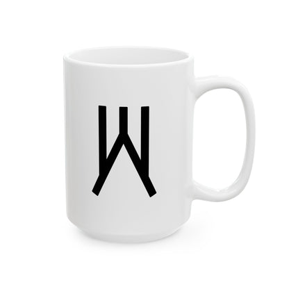 GLYPHS｜J-Runeforms — 火 / HI-Rune Ceramic Mug (White · Dual-Sided)