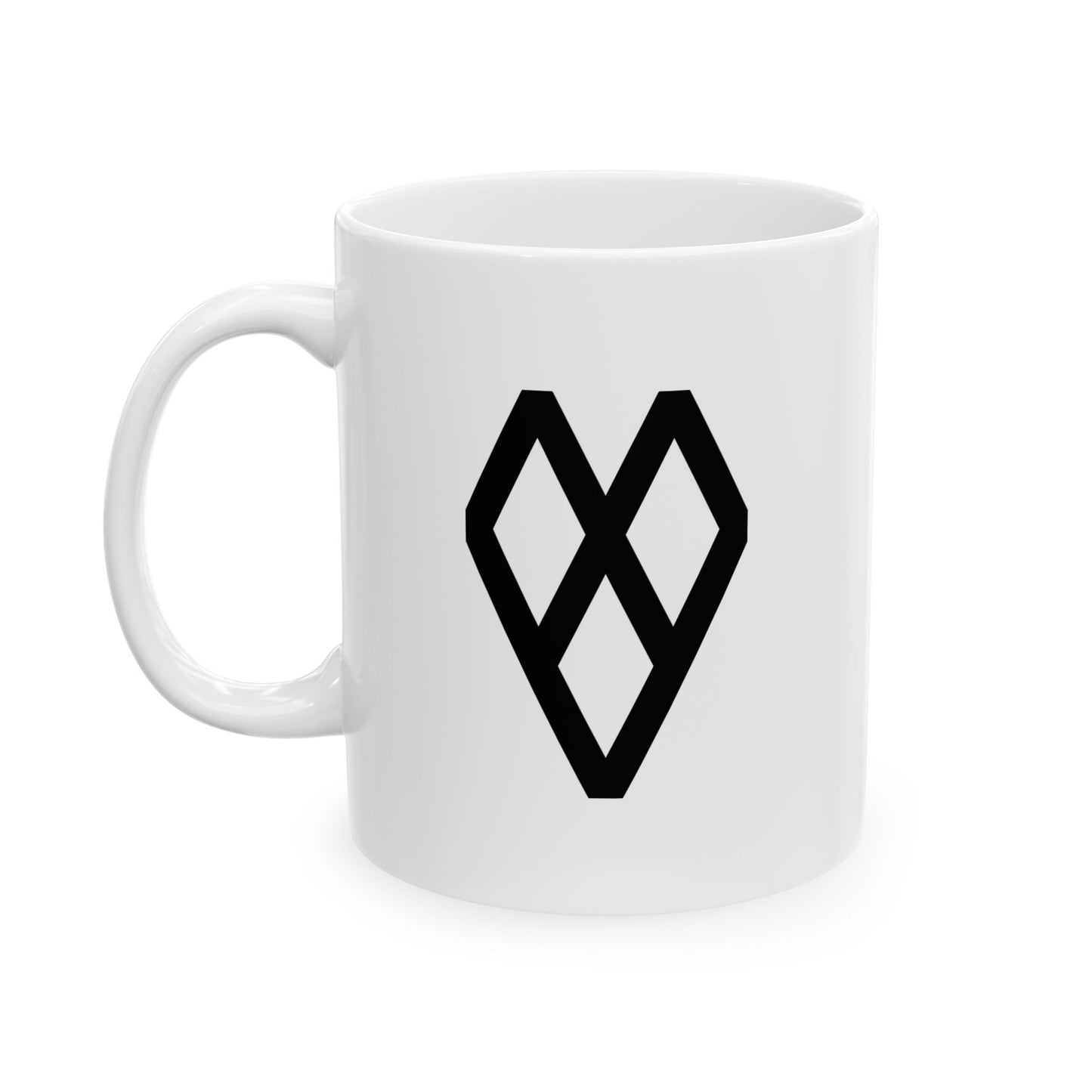 GLYPHS｜J-Runeforms — 心 / KOKORO-Rune Ceramic Mug (White · Dual-Sided)