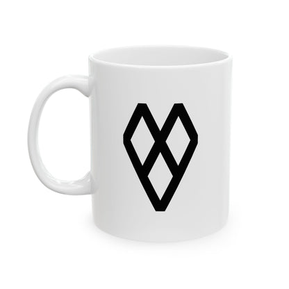 GLYPHS｜J-Runeforms — 心 / KOKORO-Rune Ceramic Mug (White · Dual-Sided)