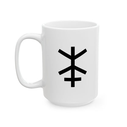 GLYPHS｜J-Runeforms — 本 / HON-Rune Ceramic Mug (White · Dual-Sided)