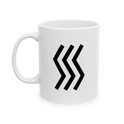 GLYPHS｜J-Runeforms — 川 / KAWA-Rune Ceramic Mug (White · Dual-Sided)
