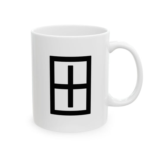 GLYPHS｜J-Runeforms — 田 / TA-Rune Ceramic Mug (White · Dual-Sided)