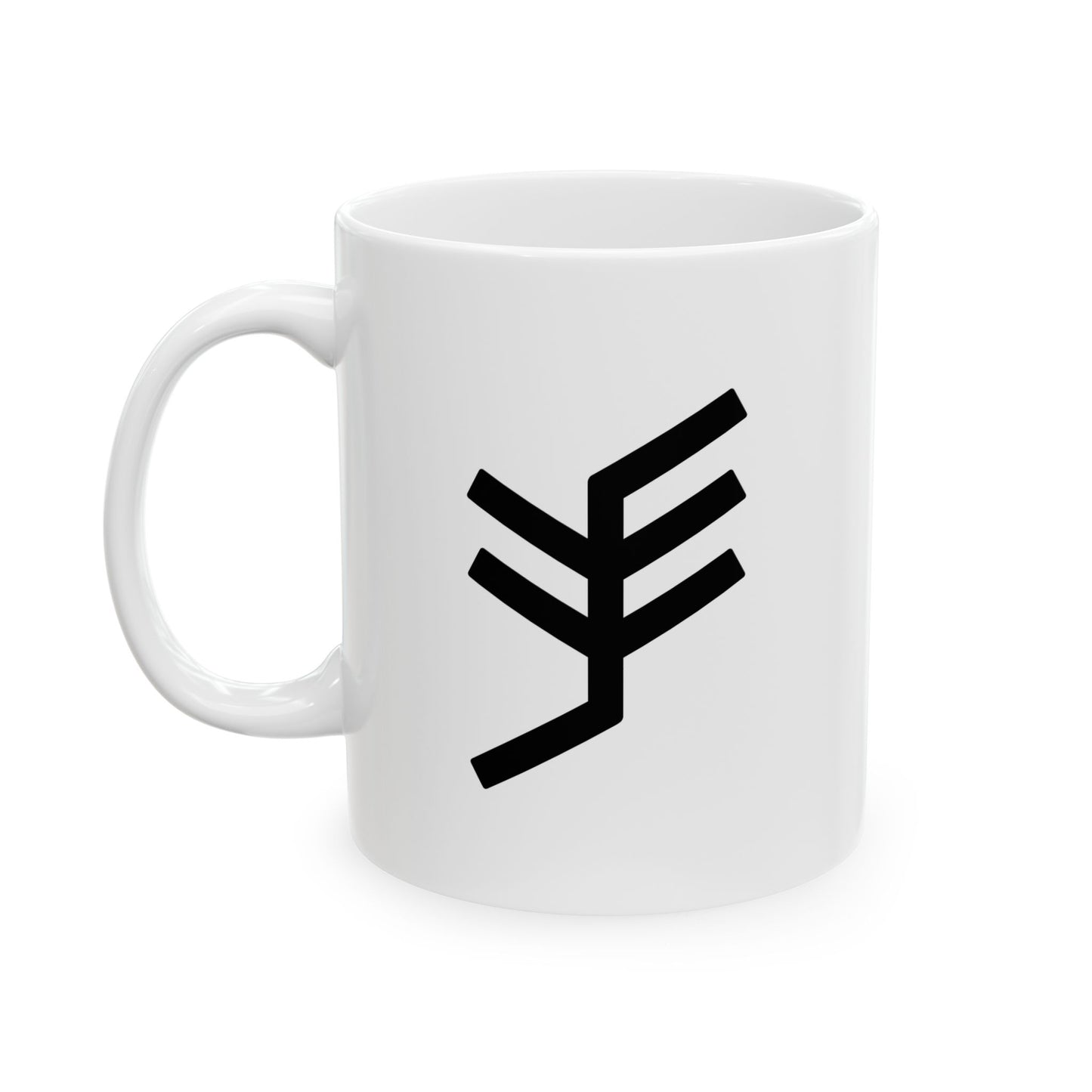 GLYPHS｜J-Runeforms — 手 / TE-Rune Ceramic Mug (White · Dual-Sided)