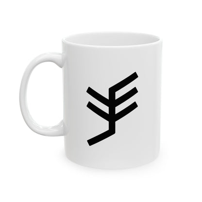 GLYPHS｜J-Runeforms — 手 / TE-Rune Ceramic Mug (White · Dual-Sided)