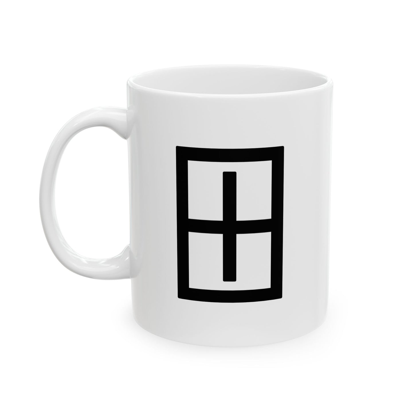 GLYPHS｜J-Runeforms — 田 / TA-Rune Ceramic Mug (White · Dual-Sided)