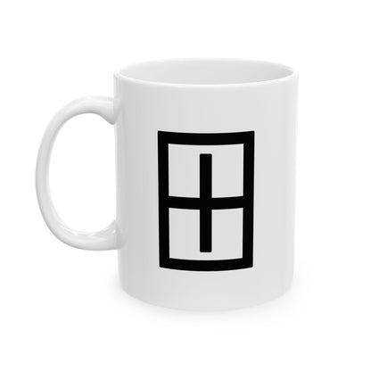 GLYPHS｜J-Runeforms — 田 / TA-Rune Ceramic Mug (White · Dual-Sided)
