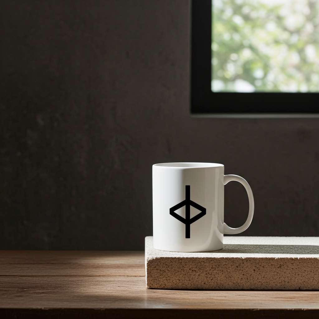 GLYPHS｜J-Runeforms — 中 / NAKA-Rune Ceramic Mug (White · Dual-Sided)